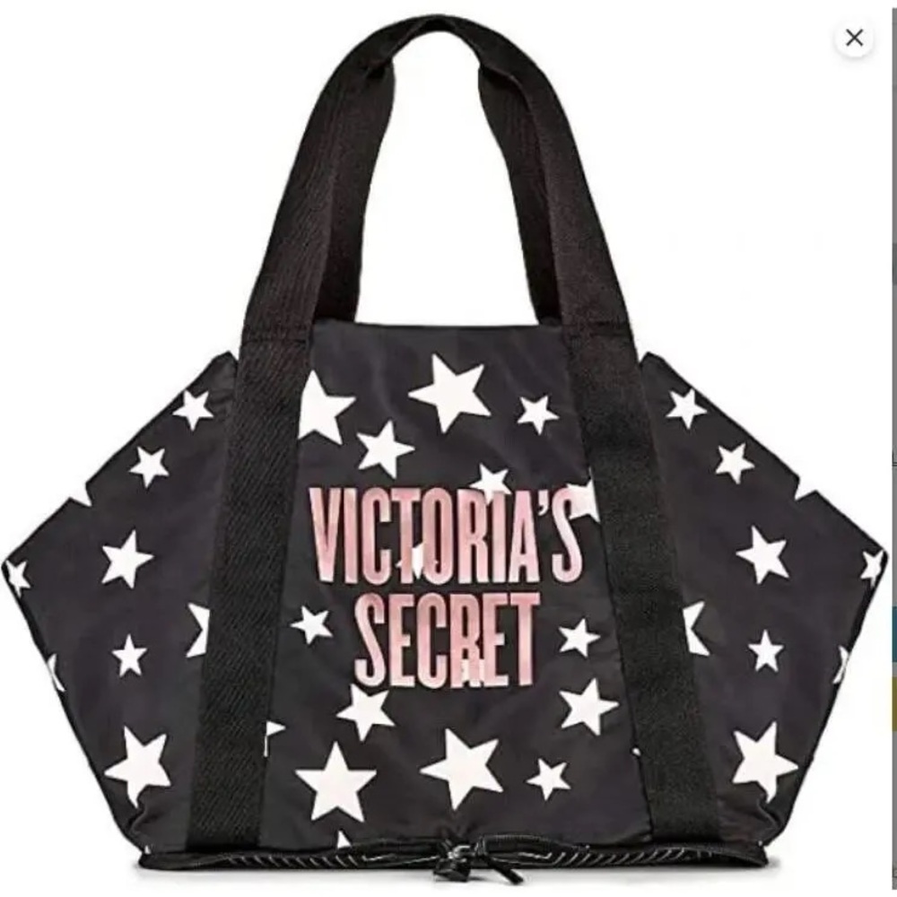 Victoria’s Secret Celestial Shimmer Star Collapsible Rosegold/Black Tote - NWT - Picture 2 of 13
